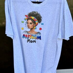 Autism Mom Graphic Tee with Colorful Puzzle Design